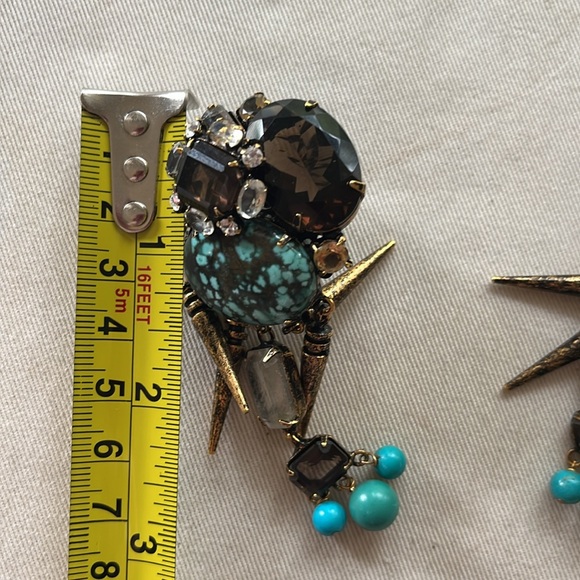 Itadj Moini Rare vintage earings turquoise, and rhinestone - Picture 10 of 11